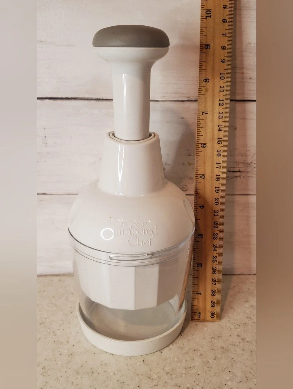Pampered Chef Food Chopper Push Slap Chopper Manual Rotating Blade White
